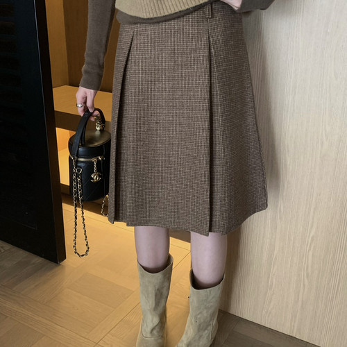 拿铁-感大女主档口C位主推遮胯显瘦磨毛尼料巨百搭半身裙8925A88