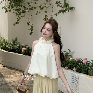 SEE 26年夏上新法式 立体花朵花苞下摆宽松显瘦上衣小衫 D2637 YOU
