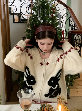 FEIMAO（YIMAO）-花拉链毛衣外套费尔岛宽松显瘦保暖毛衣（含6羊