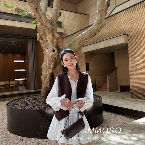ZY GODDESS-西米亚风气质麂皮绒V领宽松绑带马甲(不含内搭)J89081