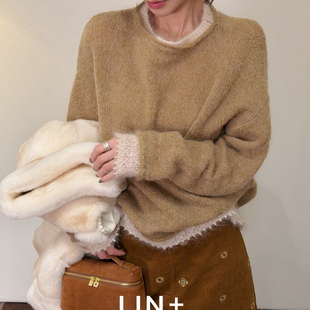 LIN+  -马海毛假两件套头松弛慵懒简约毛衣)2613Y068