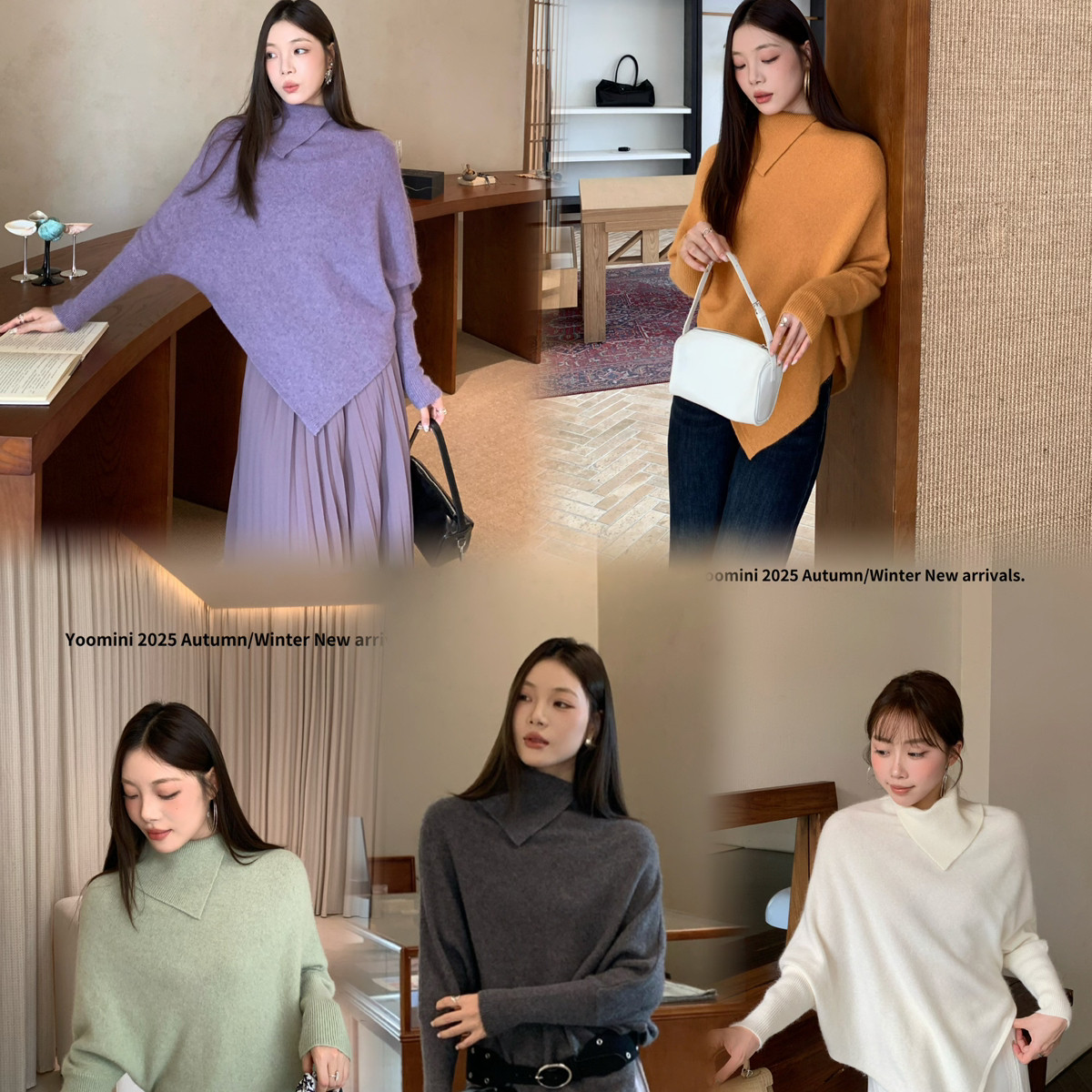 YOOMINI-兔绒羊毛宽松温婉风雅羊毛衫2025秋冬保暖毛衣（含5羊绒