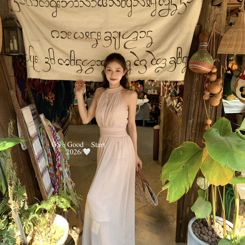 GS.GOOD START-贵女感夏季法式气质浪漫蕾丝花边收腰连衣裙D0389R