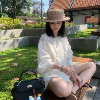 ONION-淡人的高智定制镂空设计气质不失法式优雅的小衫V266028-1