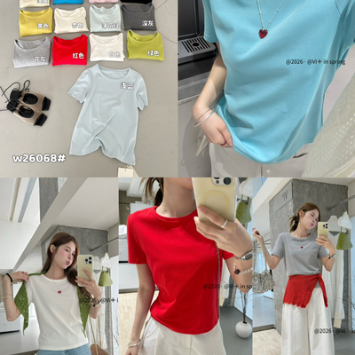 VI+（唯一家）-春上新超百搭简约休闲短袖T恤