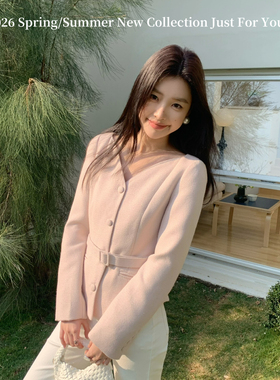 YOOMINI-香风气质名媛气质通勤2026初春短外套(配腰带)Y11049-LH