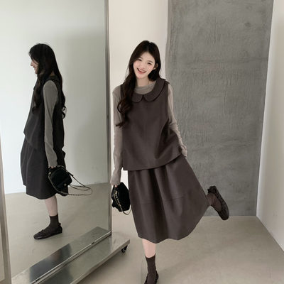 grapestone 葡萄籽-背心+松紧腰半身裙两件套套装(不含内搭)31331