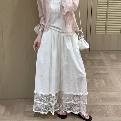 拿铁-绝美抢手爆卖～韩系精致蕾丝花苞裤显瘦百搭休闲裤G5590-jmm