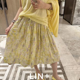 度假明媚压褶半身裙HH93 半裙夏上新～碎花松紧腰A版 LIN 发财款