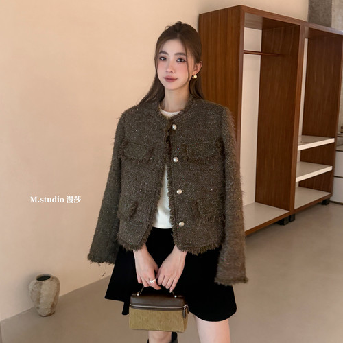 MSTUDIO漫莎-细闪混纺含羊毛气质小香外套M短外套T8821