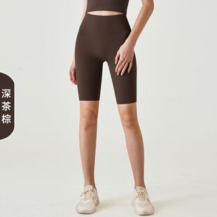 夏季裸感五分瑜伽裤无尬三角区速干运动裤高腰提臀健身瑜伽短裤女