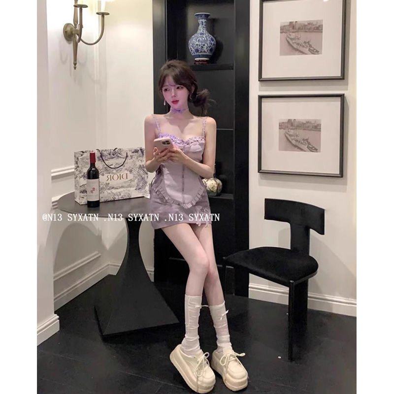 纯欲风甜美木耳花边收腰上衣夏季套装辣妹蝴蝶结高腰半身裙两件套,女装/女士精品,大码套装,淘宝优惠券,粉丝福利购,淘宝优惠卷