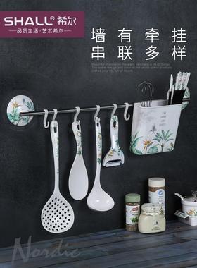SHALL/厨房挂钩免打孔排钩吸壁式无痕贴置物架收纳吸盘挂钩