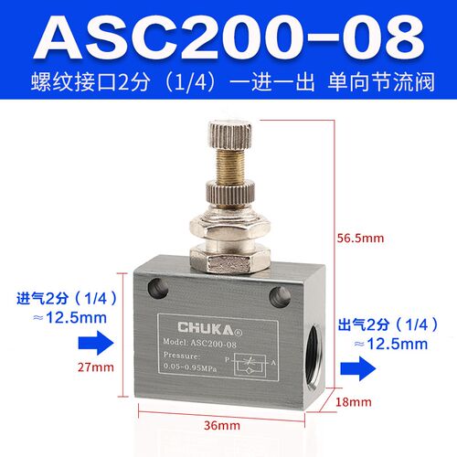 巨开CHUKA单向节流阀ASC100-M5 ASC100-06 ASC200-08 ASC300-10