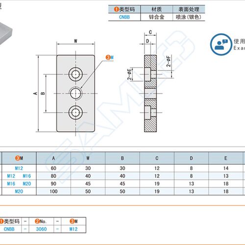 铝型材地脚连接件双槽型CNBB-3060-4080-4590-50100-M12-M16-M20