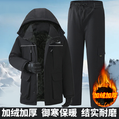 冬季迷彩棉服加厚套装男款东北加绒棉袄冷库防寒防水劳保棉衣棉裤