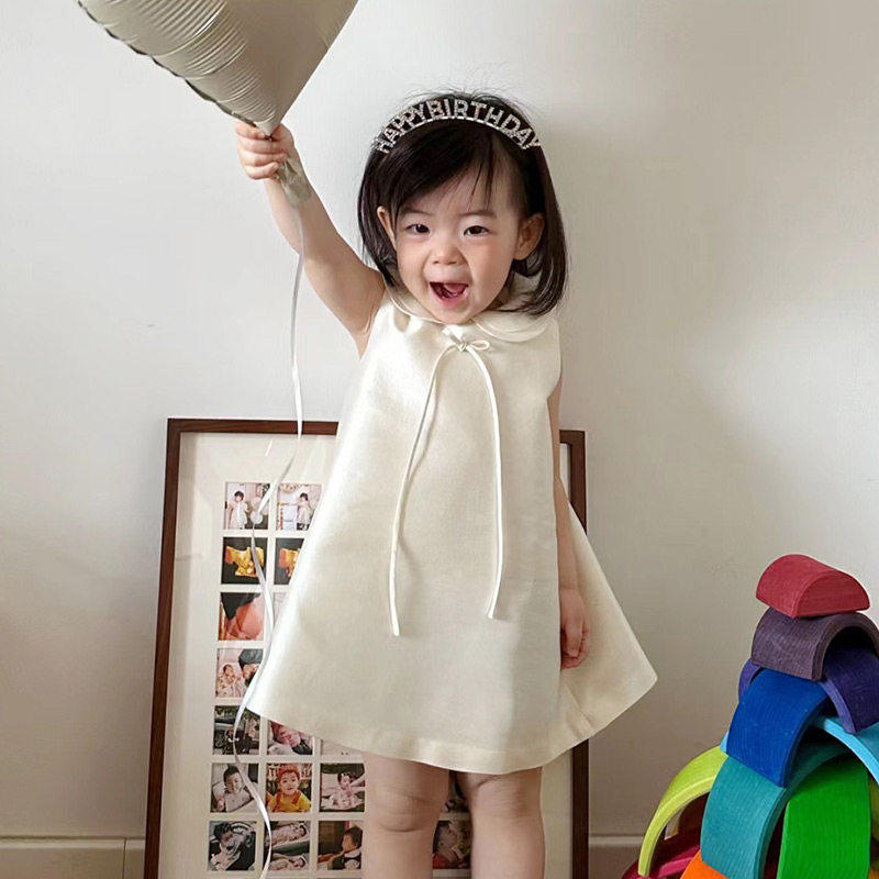 女童高端生日绝美礼服缎面洋气女宝宝周岁高级感儿童主持人公主裙