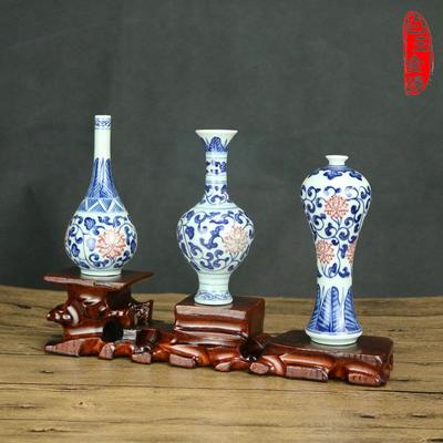 景德镇陶瓷器仿古青花瓷迷你小花瓶插家居客厅博古架摆件水培
