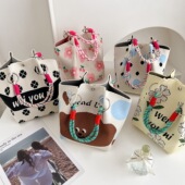 新款 高级感小众收纳女士针织手提包编织包百搭单肩斜挎包手拎包包