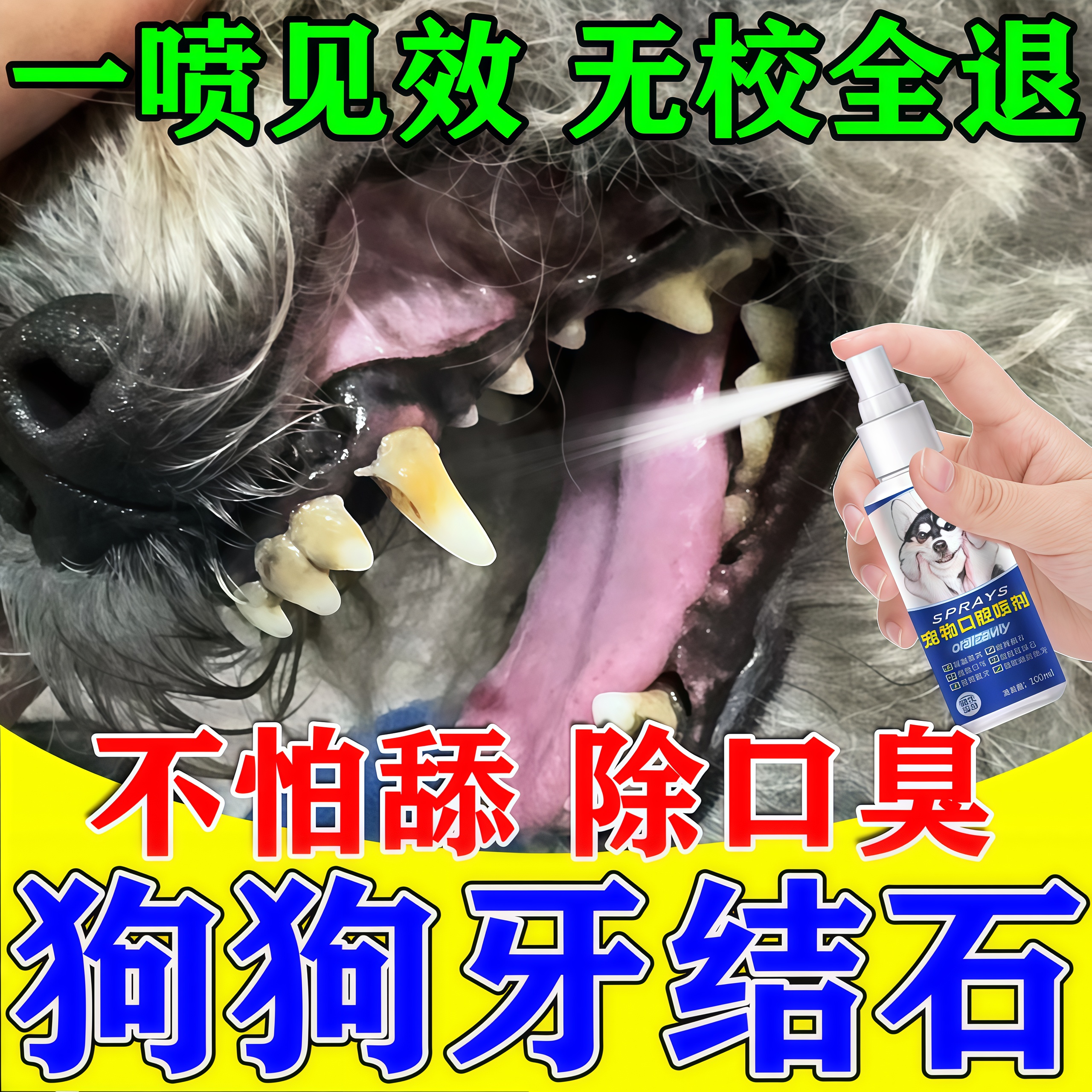 【一喷见校】狗狗牙结石无效包退