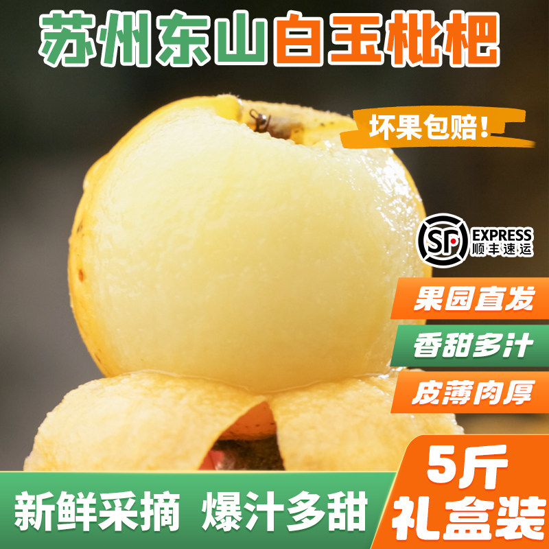 正宗苏州东山白玉枇杷果超甜应季新鲜孕妇水果5斤礼盒装顺丰包邮