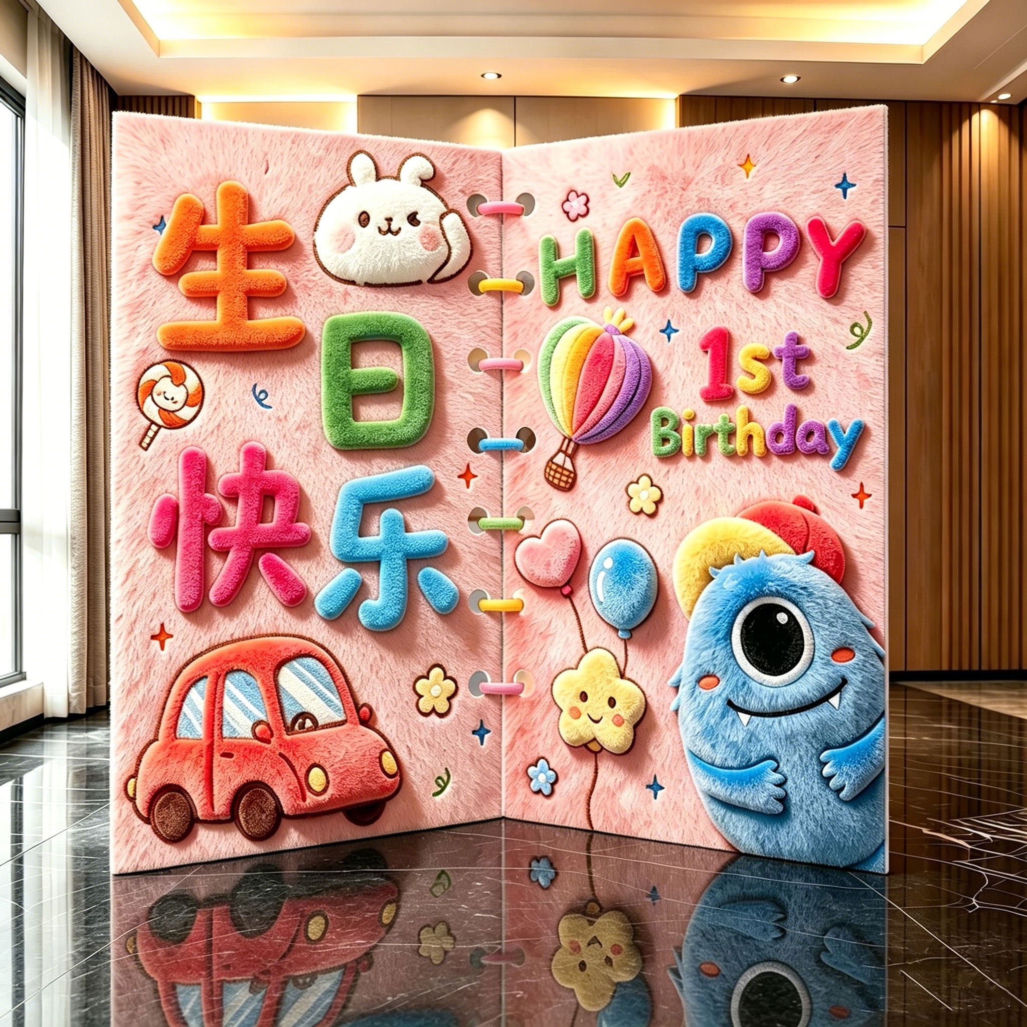 1岁生日周岁布置女孩儿童小宝宝生日派对场景装饰仪式感KT板背景