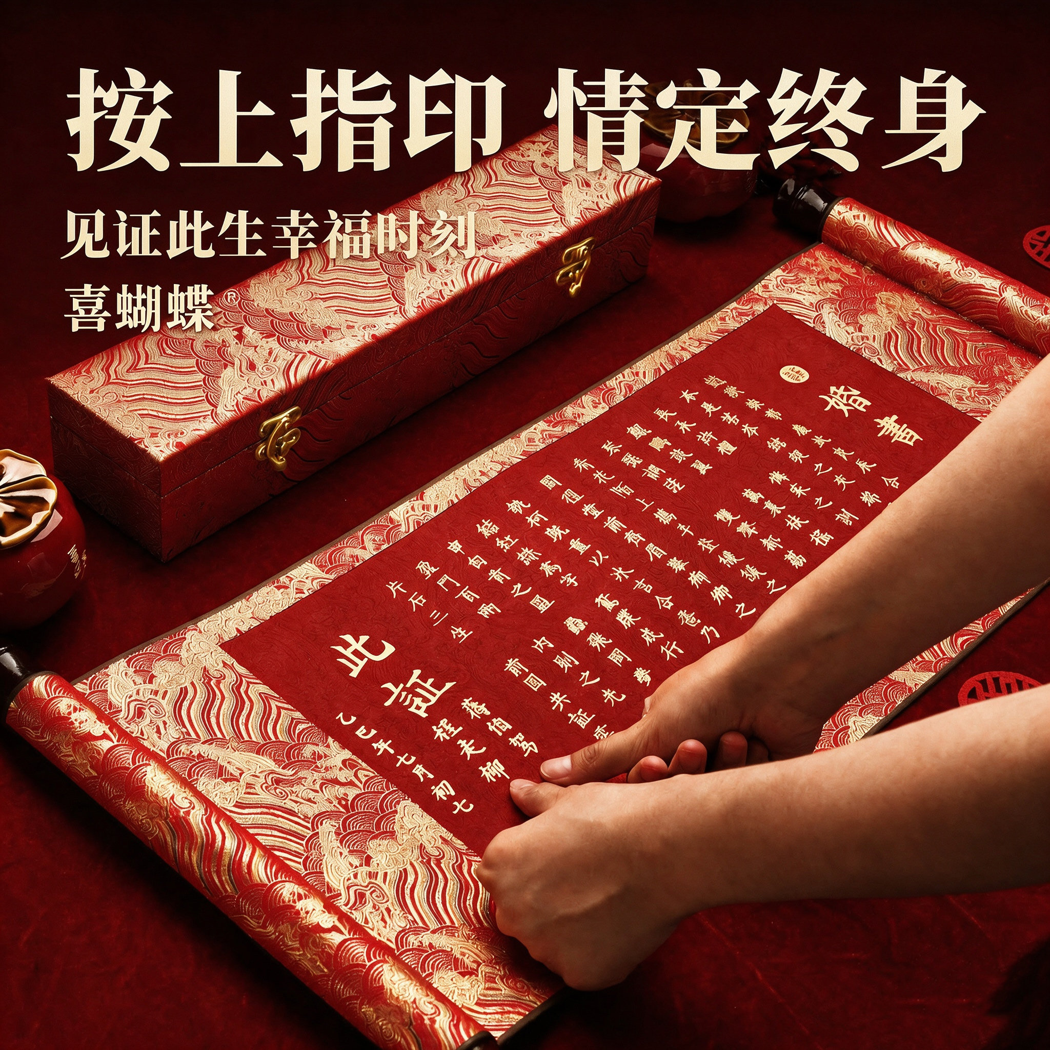 婚书手写订婚书结婚宴聘书卷轴高级感自己写新中式空白定制送日子