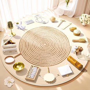 宝宝周岁抓周道具用品全套婴儿生日布置现代原木抓阄地毯套装 高档