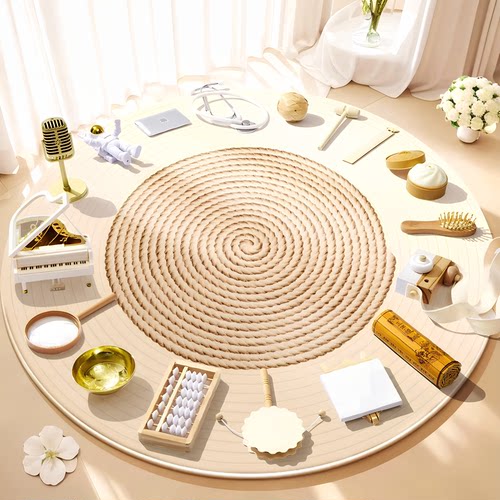 宝宝周岁抓周道具用品全套婴儿生日布置现代原木抓阄地毯套装高档