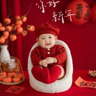 满月拍照道具拍摄宝宝婴儿小沙发百天装饰布置用品百日宴百岁场景