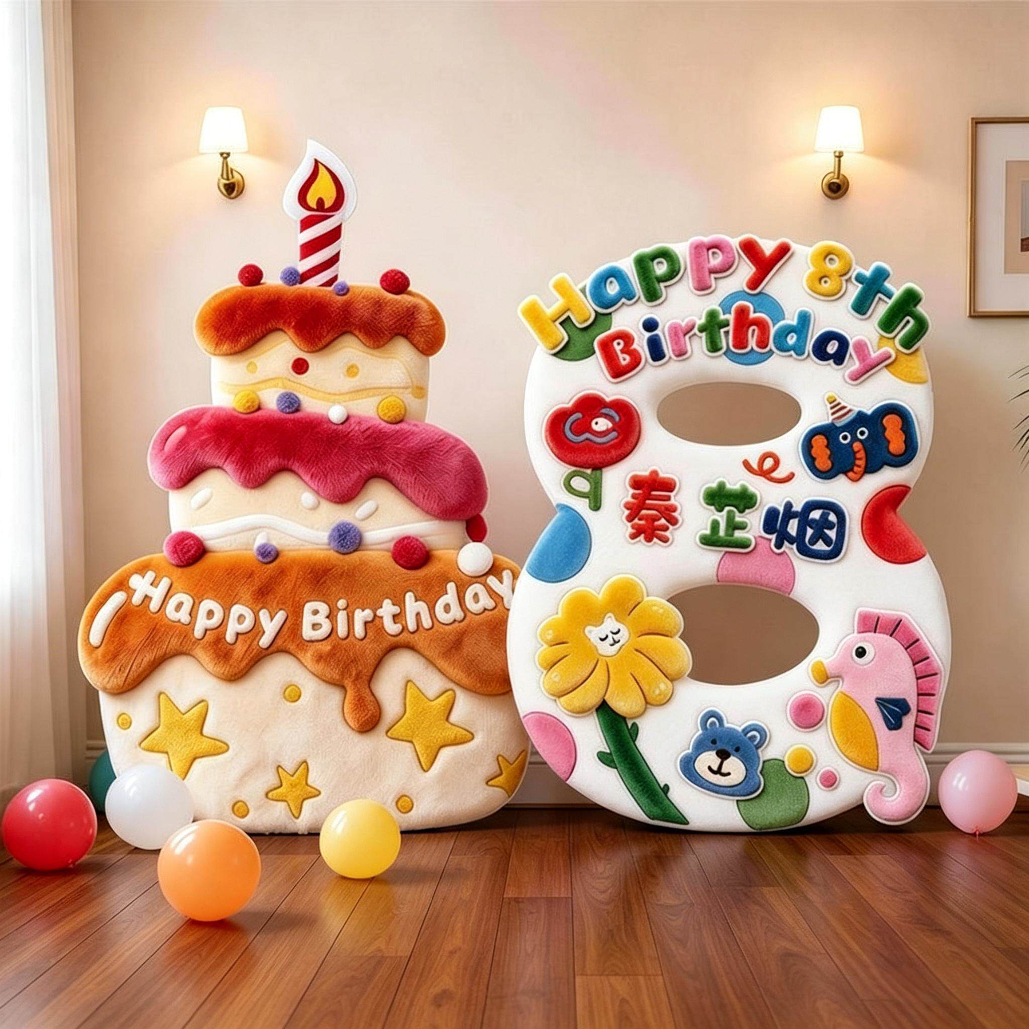 儿童生日布置场景装饰kt板男女孩周岁派对背景墙数字蛋糕拍照道具