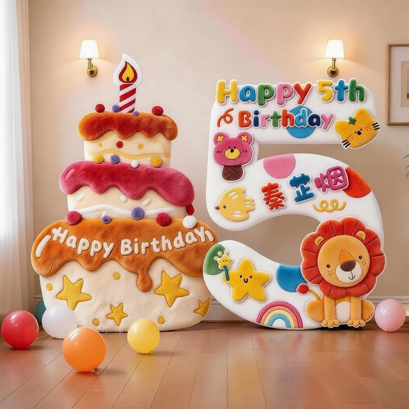 儿童生日布置场景装饰男女孩周岁派对氛围背景墙数字KT板拍照道具