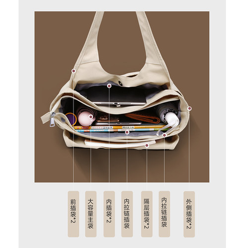 托特包大容量单肩包多口袋多隔层