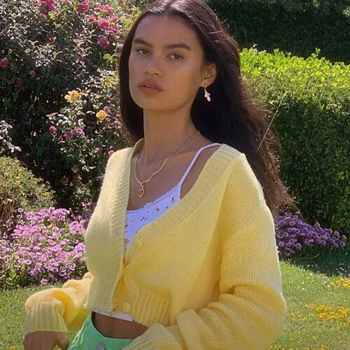 . Women's short sweater cardigan Women's V-neck shor