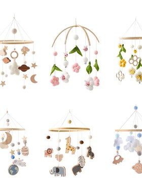 Baby Rattle Toy 0-12 Months Wooden Mobile On The Bed Newborn