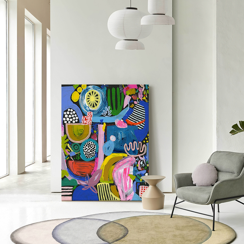 小众艺术纯手绘油画马蒂斯高级感彩色涂鸦客厅装饰画玄关抽象挂画图片