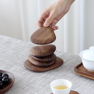 三思工房 防烫 黑胡桃木功夫茶杯垫新中式 简约家用壶垫茶托垫