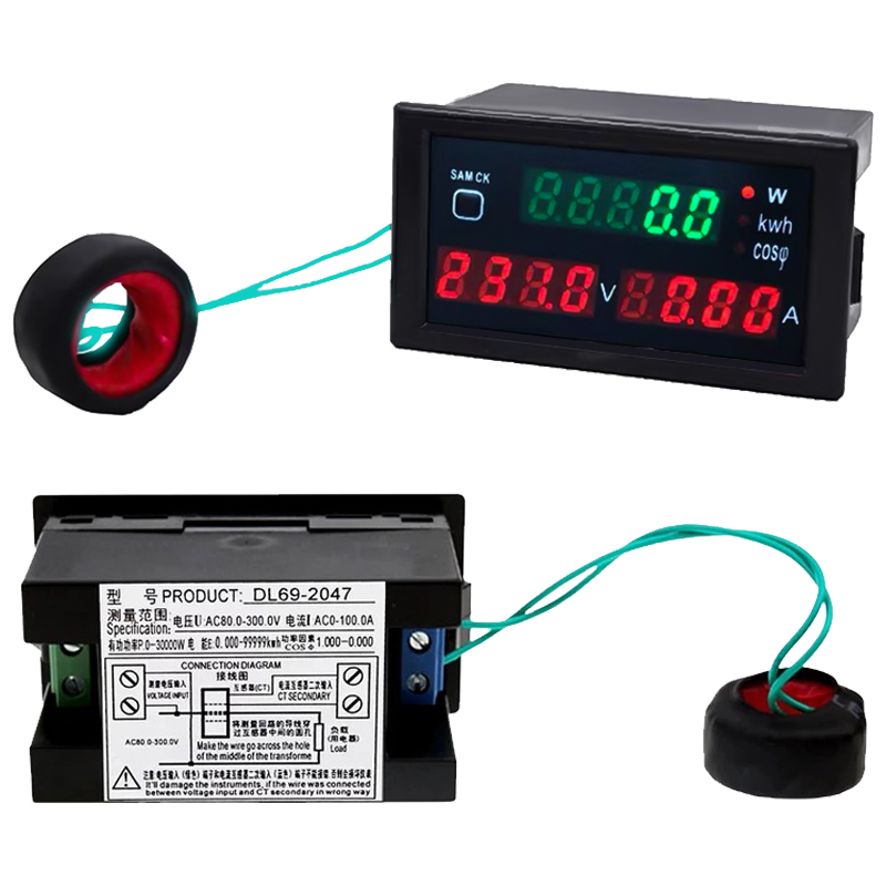 数显交流电压电流功率表p电度表功率因数检测仪DL69-2047高精度