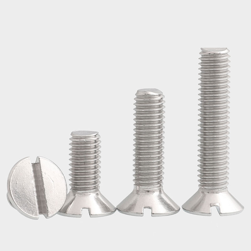 GB67一字槽沉头螺丝钉304不t锈钢开槽平头螺栓M1.6M2M3M4M5M6M8M1