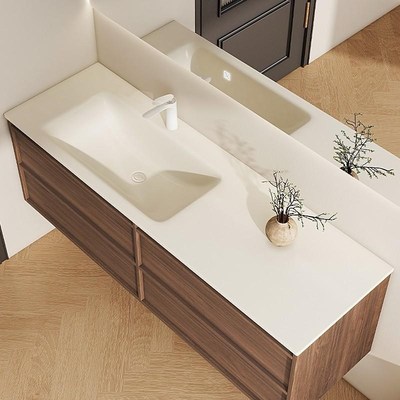 中古风岩板热弯一体盆浴室柜组合中式卫生间洗漱台洗手洗脸面盆柜