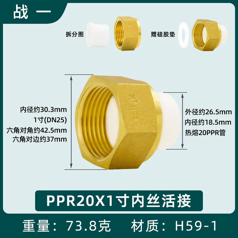 全铜前置过滤器ppr活接头热熔1寸转换dn25水管6分转4分水泵20水表