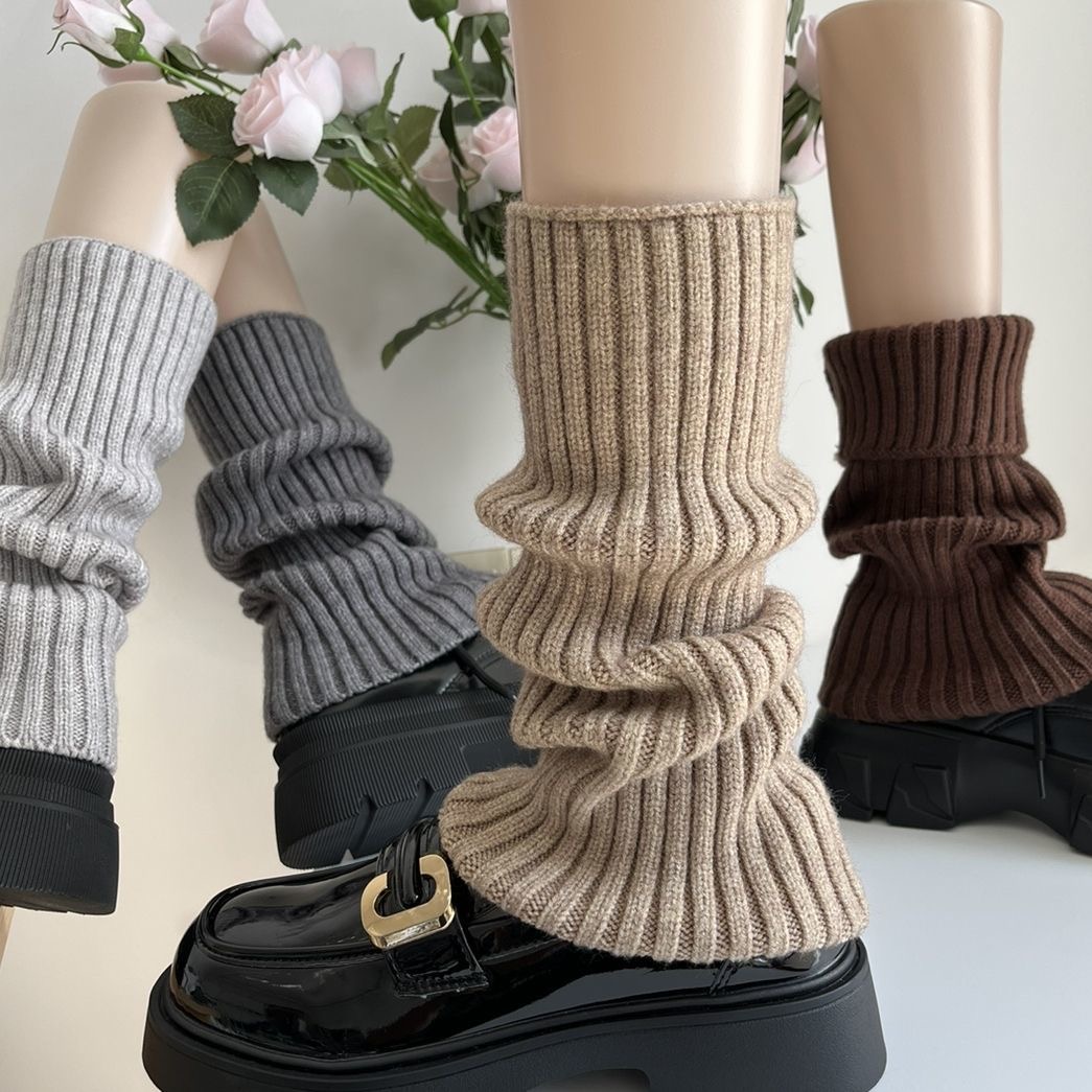针织袜套白色小腿袜秋冬保暖日系慵懒搭jk小皮鞋堆堆袜粗腿显腿细