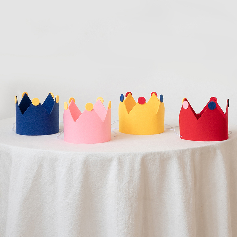 ins风生日毛毡小皇冠头饰儿童