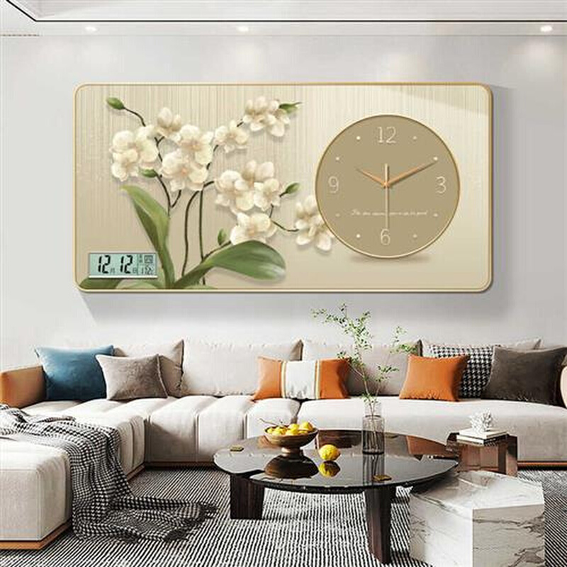 现代轻奢钟表挂钟客厅家用时尚创意餐厅装饰画表挂墙挂式静音时钟图片