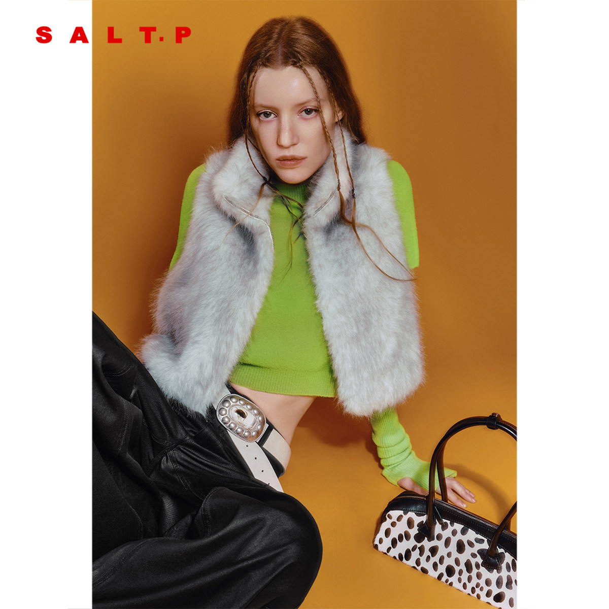 SALT.P可颜仿狐狸毛立领马甲女2026冬季新款毛毛背心AC36501040