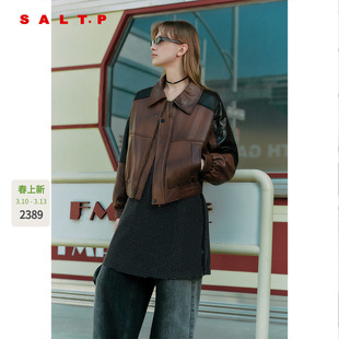SALT.P可颜油蜡双色羊皮革皮衣夹克短外套女2025秋新款AC35309020