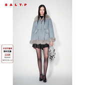 SALT.P可颜2024年冬季 新款 牛仔拼狐狸毛派克服外套女鸭绒羽绒服
