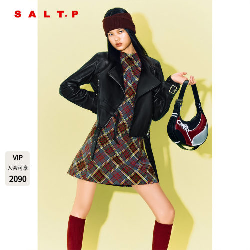 SALT.P可颜时髦结构小羊皮皮衣外套女短款2025冬季新款AC35509080