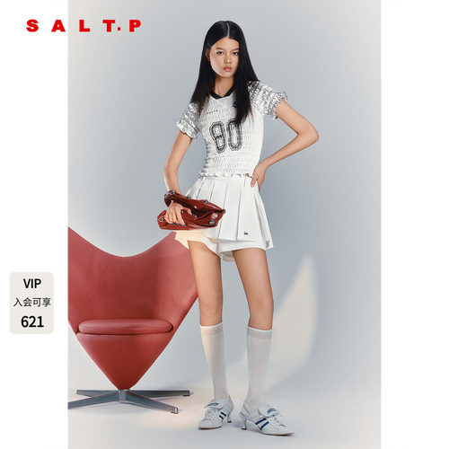 SALT.P可颜白色假两件短裙裤女百褶裙2026年夏季新款AC36220130