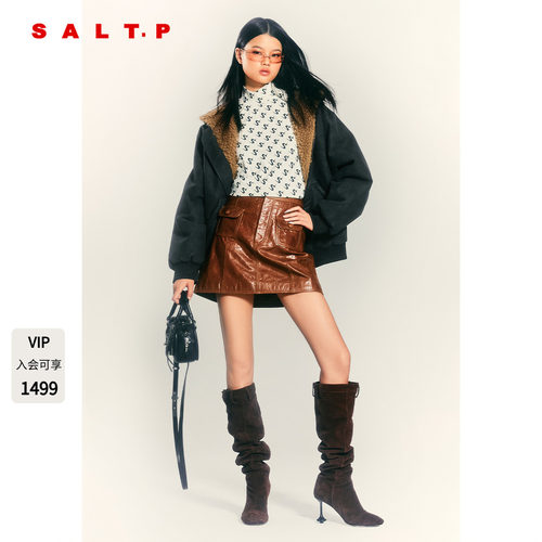 SALT.P可颜两面穿羊毛颗粒绒连帽外套女休闲2025冬新款AC35510050